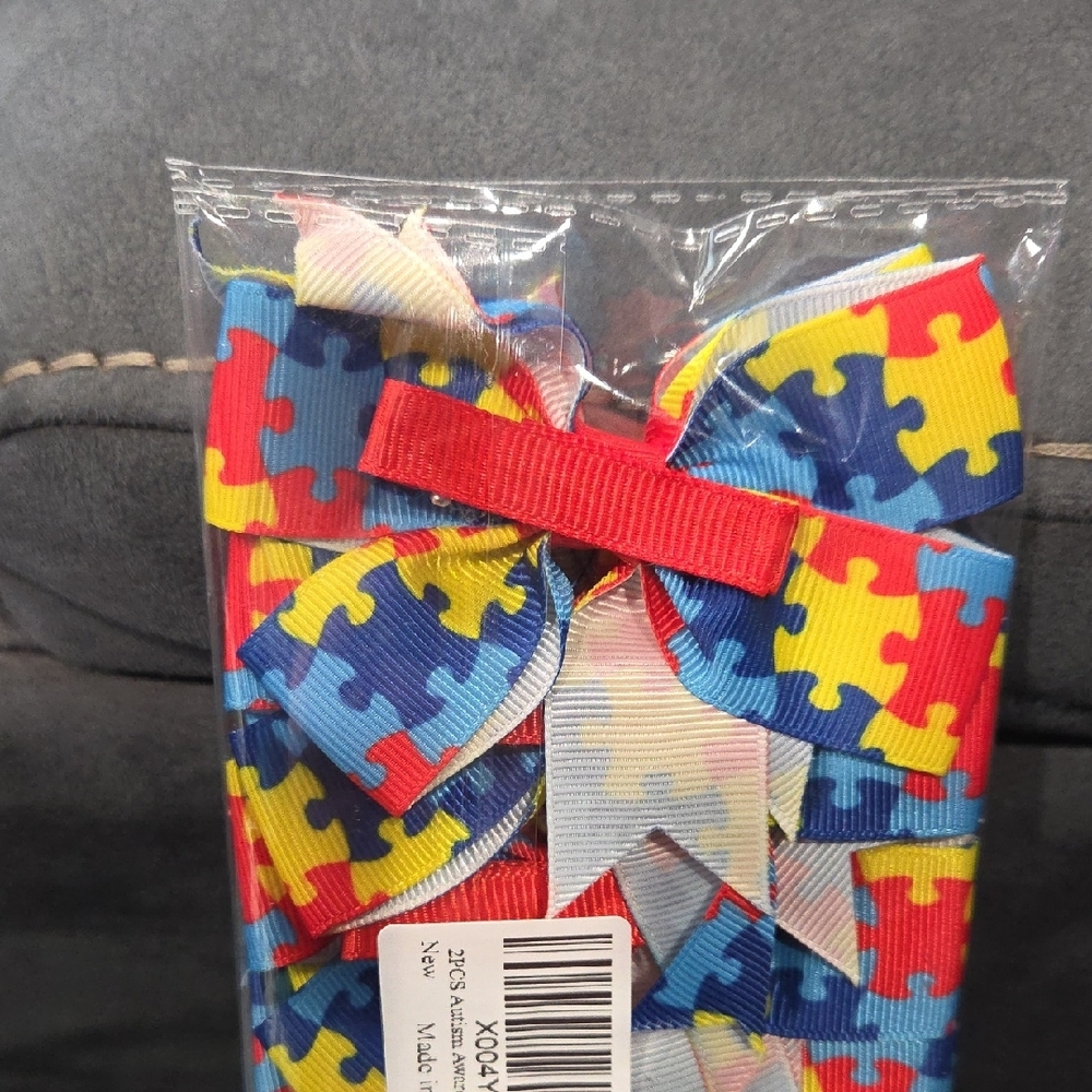 6PCS Autism Awareness Hair Bows - Picture 8 of 8